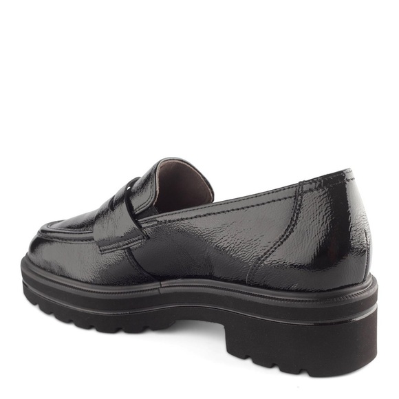 Paul Green Ogden Platform Loafer in Black Crinkled Patent US 7 Comfort Handmade - Picture 5 of 11